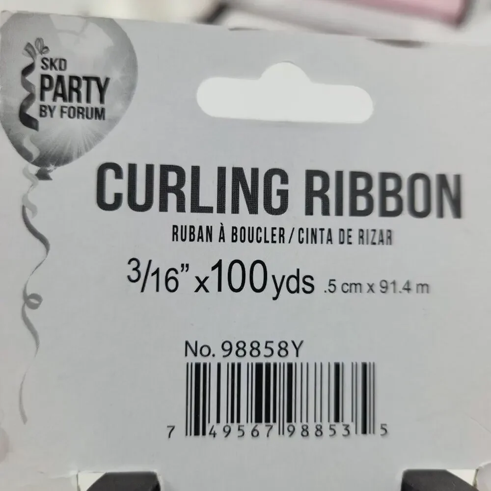 Lot of 5 Curling Ribbon Spools Rolls 3/16 in New Partial Pink Blue Yellow White